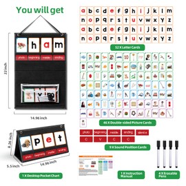 ANSTROUT CVC Word Builder Desktop Pocket Chart with 107 Cards, Kids Word Builder Games for CVC CVCC CCVC Learning Reading Spelling Early Education Tool for Preschool Kindergarten Classroom.