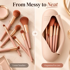 Silicone Makeup Brush Holder for Cosmetic Tool Storage – Soft Magnetic-Closure Travel Case for Everyday Organization