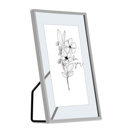 Hama Picture Frame 10 x 15 cm (Minimalist Photo Frame, Floating Photo, Portrait Frame, Portrait Format, Landscape Format, Standing, Picture Size 10 x 15 cm), Silver