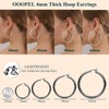 OOOPEL 4mm Thick Black Chunky Earrings Steling Silver Hoops Earrings