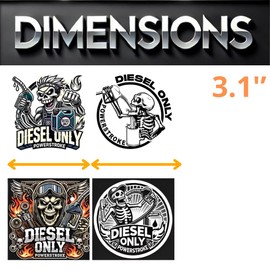 Diesel Only Skull Stickers Pack, 4 Designs, 3.1 inches