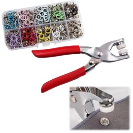 LIROYAL Snap Buttons (Pack of 100), Color Snap Buttons, Ring Buttons, Ring Snaps, Handy Press, Storage Case, DIY Crafts, Easy Operation, Suitable for Clothes, Plastic Bags, Tablecloths, Etc