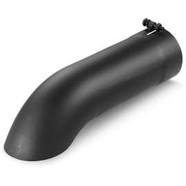 LCGP 4 Inch Inlet Turn Down Bolt On Exhaust Tip, Standard 4 Inch Inside Diameter Turndown Exhaust Tailpipe Tip, Black Powder Coated Stainless Steel, 15 Inch Length