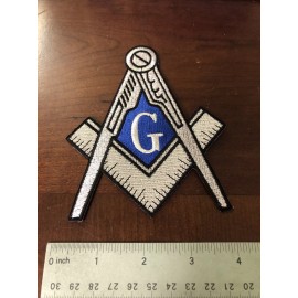 Masons  Masonic Silver Blue Iron on Patch 4” Motorcycle - USA Product And ship!