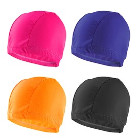 QUACOWW Swimming Cap Unisex Swimming Cap Nylon Fabric Swimming Cap Stretch Swimming Caps Pool Cap for Long and Short Hair Bathing in the Bath, Men, Women, Older Children (Four Colours)