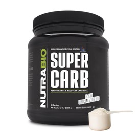 NutraBio Super Carb, Carbohydrate Powder with Cluster Dextrin & Electrolytes, Advanced Carb Supplement Powder for Workout Fuel, Performance, and Muscle Recovery, Cyclic Dextrin, Unflavored, 30 Sv