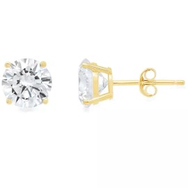 Paris Jewelry 14k Yellow Gold 1/2 Carat Solitaire Created White Diamond Stud Earrings(G-H, SI)