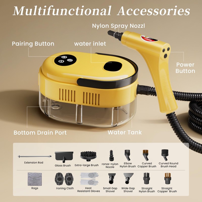 Handheld Steam Cleaner High Pressure Steamer for Deep cleaning 1200ML
