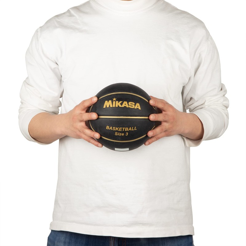 Mikasa B3JMR-BKGL Junior/Kids Basketball, Size 3, Rubber, Black/Gold