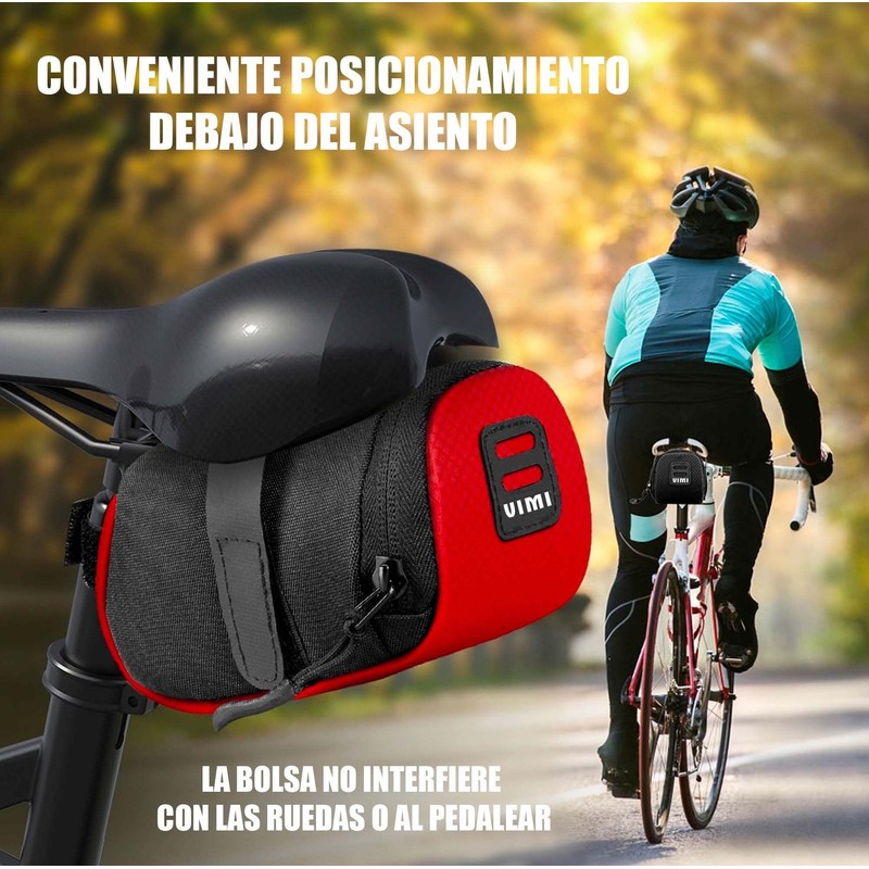 Bolsa Impermeable Asiento Trasera Bicicleta (Negro con Rojo)