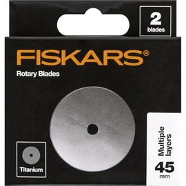 Fiskars 45mm Titanium Rotary Blades (2 Pack) - Rotary Cutter Blade Replacement - Crafts, Sewing, and Quilting Projects - Grey