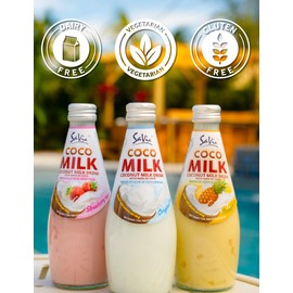 Savia - Coconut Milk Drink, Quality Coconut-Based Beverage, Made with Real Coconut Pulp & Natural, Delicious & Refreshing, Vegetarian, Gluten-Free(9.8oz, 12-Pack) (Strawberry)