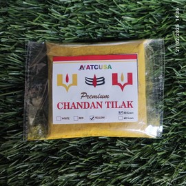 40 gram Yellow Ashtagandha Chandan Tika Sandalwood Powder | Tikka for Pooja Tilak Powder Chandan for face Forehead Tilak Puja Navratri Diwali Hawan yagan (Yellow/Pila Tikka Sandalwood Powder, 40)