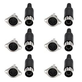 eMagTech 6pcs 5 Pin DIN Male Plug Female Adapter Solder Panel Mount for Digital Equipment Video Signals Chassis