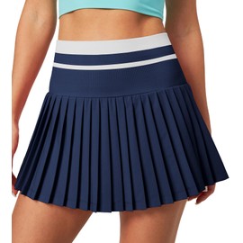Heathyoga Pleated Tennis Skirt with Pockets for Women Tennis Skort for Woman High Waisted Golf Skirts Athletic Skirt Navy Blue