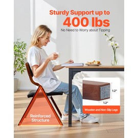 VEVOR Wooden Folding Chairs with Leather Cushion, Set of 2, Portable Foldable Cushion Chair with Wooden Frame, Easy Assembly, Modern Leather Padded Dining Chair for Office, Wedding, Party, Home, Black