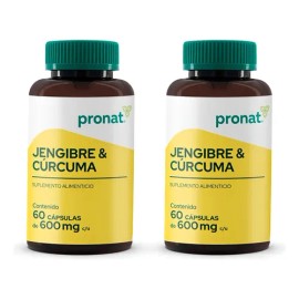 Kit 2 Piezas Suplemento Jengibre & Cúrcuma (60 Caps) Pronat Sin Sabor