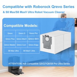 14 Pack Dust Bags Compatible with Roborock Q Revo, Qrevo S, Qrevo Pro, Qrevo MaxV, Qrevo Master, Qrevo Plus, Qrevo Curv, Qrevo Slim, S8 Max/MaxV Ultra, Saros Vacuum Cleaner, 3 L Large Capacity Bags