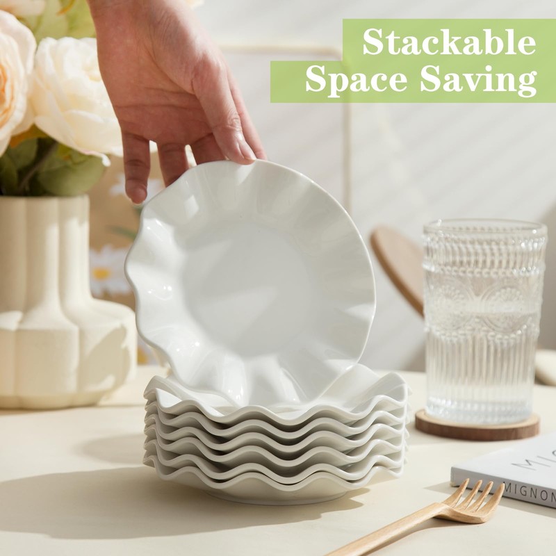 TAMAYKIM 18 Pieces 6 Inch Porcelain Dinner Plates, Small Dessert