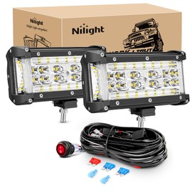 Nilight Side Shooter LED Light Bar 2PCS 5.5Inch Quadruple Row Spot Flood Combo Lights with Wiring Harness Kit for Fog Light Driving Light Work Light on Truck SUV ATV UTV