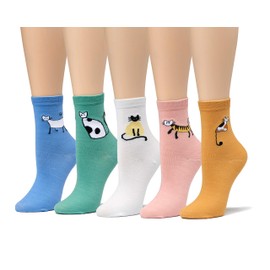 Leotruny Cute Socks Women Cat: Animal Novelty Socks for Women Girls - Ladies Funny Socks with Gift Box 5pairs Solid Color