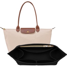 Organizador de Bolsos para Longchamp Le Pliage, Organizador de Bolsas para Mujer, Bolso de Mano de Fieltro para Mujer con 9 Compartimentos (Negro, M)