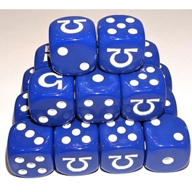 Ultramarine Blue 16mm Dice Pack of 20 Omega Signs Replaces 6 Ideal for Wargaming