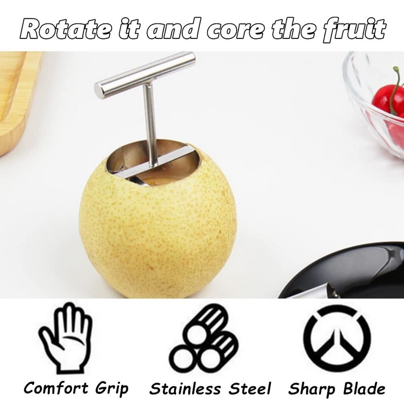 chislim 2 Pcs Apple Corer,Stainless Steel Pear Corer,Fruit Corer Tool,Kitchen