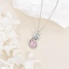 KZX Rose Quartz Fox Pendant Necklace for Women 925 Sterling