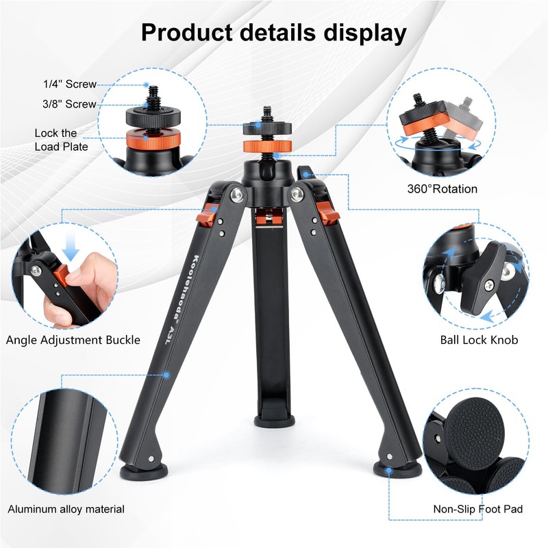 Koolehaoda Mini Tripod Base for Monopod Aluminum Table Tripod with