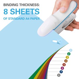 Stapleless Stapler, Staplers for Desk,Mini Stapler,Office Supplies,Paper Clinch Compact Staple Free Staple,with Labor Saving Structure Design for Office School, Up to 8 Sheets Binding, Ivory White