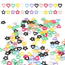 Charms for Nails 400 Pcs Set Star Nail Charms Mixed Colors Kawaii Nail Charms Suitable for Ladies and Girls Decoration DIY, Craft Jewelry (Heart * 200, Star * 200)