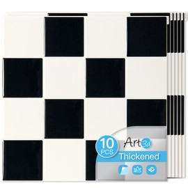 Art3d 10-Pack Heavy-Duty Peel and Stick Backsplash, 12x12 Inch Self-Adhesive Wall Tile Stick on Kitchen Countertop, Black & White