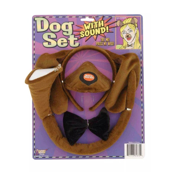 FORUM Brown Dog Headband and Nose Ears Bow Tie Set