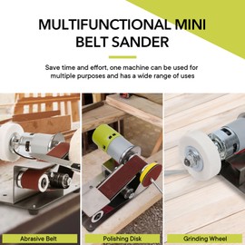Mini Belt Sander, 7 Adjustable Speed Electric Knife Sharpener, 15 Degree Belt Grinder, Power Belt Sander for Metal Working and Woodworking