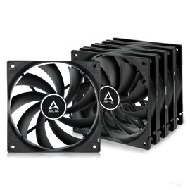 ARCTIC F12 (5 Pack) - PC Fans, 120mm Standard Case Fan, Low Noise, Quiet Motor, Computer, Fan Speed: 1350 RPM - Black