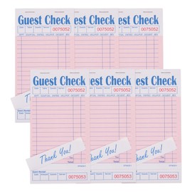DGBDPACK Guest Check Pads for Servers - Thick Paper (6 Pads), 300 Orders Total, Waitress Notepad for Restaurants (Pink, 6.75"x3.5"), 50 Sheets/Pack