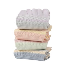 Yolrky Women's Five-Toe Socks, Crew Length, Spring/Summer, Mesh, Thin, Half Finger Socks, Breathable, Sweat Absorbent, Stylish, Cute, Colorful, No Stuffiness, 4 colors, Free size