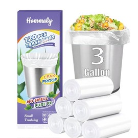 Bolsas de basura transparentes pequeñas de 3 galones, 100 piezas (ajuste para 3-3.2 galones) Bolsas de basura de plástico resistentes y transparentes, forros para cubos de basura del baño, forros para
