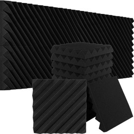 Foroomaco 12 Pack Sound Proof Foam Panels for Walls, 12x12x2 Inches Slash Style Acoustic Panels for Home Studio Acoustic Treatment (Black)