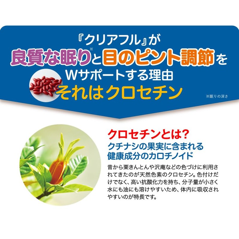 クリアフル 1袋 30日分 クロセチン クチナシ由来 睡眠 目の ピント調節 機能性表示食品 サプリ