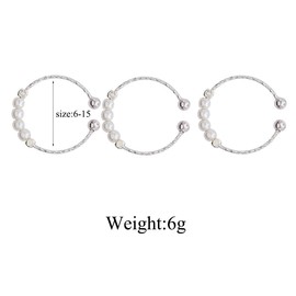 3Pcs Small Pearl Rings Set for Women,Dainty Stackable Beaded Rings Minimalistic Adjustable Elastic Ring,Retro Pearl Jewelry Accessories Holiday Gifts (B)