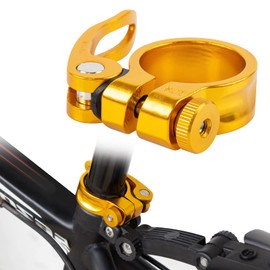 PSLER Bike Seat Post Clamp Bicycle Quick Release Seatpost for Mountain Tube Bike 31.8mm MTB Bike Road Bike Casual Bike Seatpost Clamp (Yellow-31.8mm)