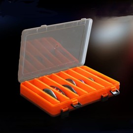TOPIND Double Sided Fishing Lures Box Transparent Visible Plastic Fishing Bait Hooks Boxes Terminal Tackle Bits Clear Storage Box Organizer Case 14 Compartments with Drain Hole Fishing Accessories