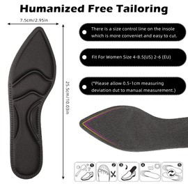 4 pares de plantillas de tacón alto transpirables para zapatos de 10.03 pulgadas, inserciones de cojín de pie, inserto de esponja cómodo para mujeres dolor de pies, dolor de arco, dolor de talón, zapatos sueltos (4 diseños de puntas)