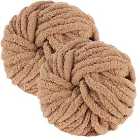 Bafeil Chunky Wool for Hand Knitting 250g x 2, Super Soft Thick Yarn for Crochet & Knitting, 2CM Fluffy Chenille Yarn for Cosy Blankets, Scarves, Hats, Shoes, Bags, Arm Knitting, Brown