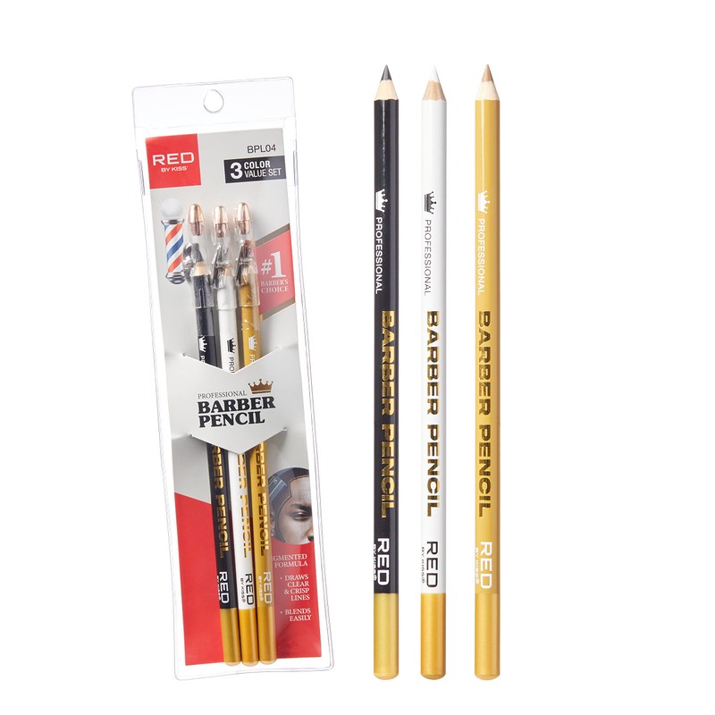 Red by Kiss 3PCS Barber Pencil with Built-in Sharpener -