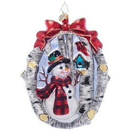 Christopher Radko Hand-Crafted European Glass Christmas Tree Decorative Ornament, A Snowy Feathered Friend