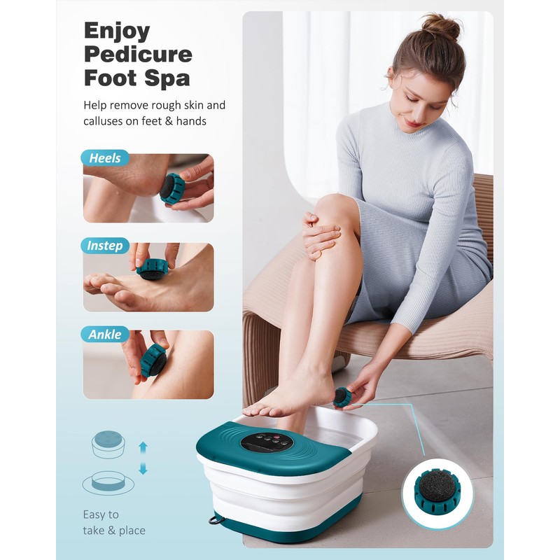 SPA4PIEDS Foot Spa Bath Massager with Heat, Bubble Jets, Red