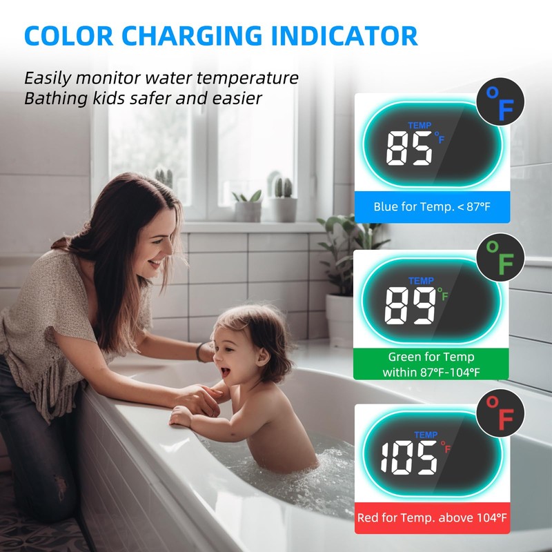 Hibbent Upgraded Metal Shower Head Holder with LED Display Thermometer,